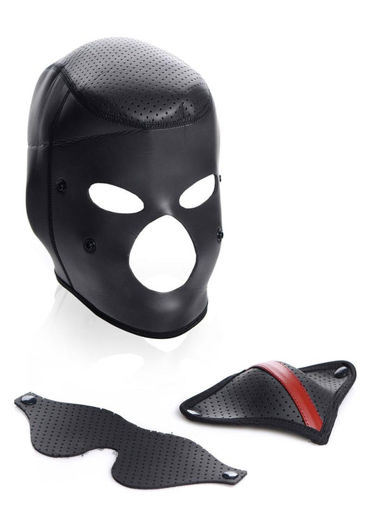 Master Series Scorpion Hood With Removable Blindfold And Face Mask – Black/Red